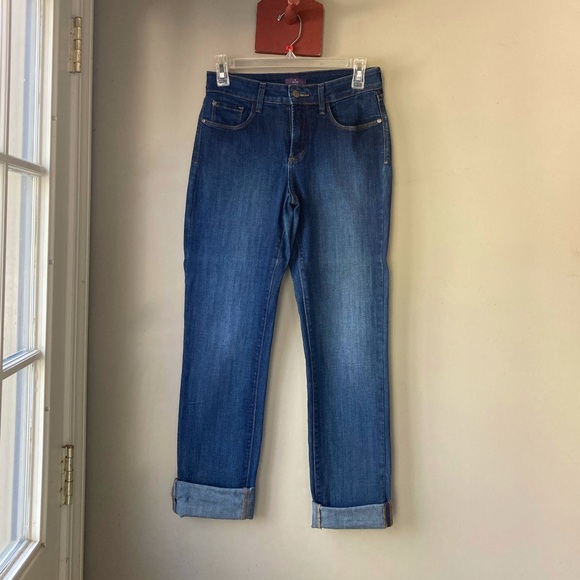 NYDJ Medium Wash Denim Boot Cut Cuff Jeans 2 - Picture 2 of 6